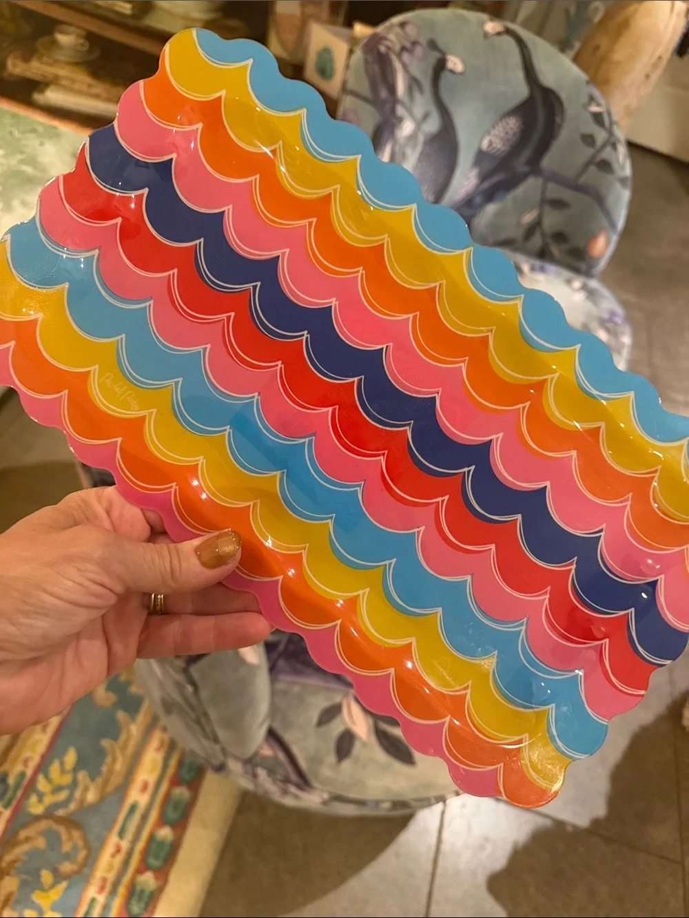 Packed Party Multicolor Scalloped Party Tray - Party Table Decor